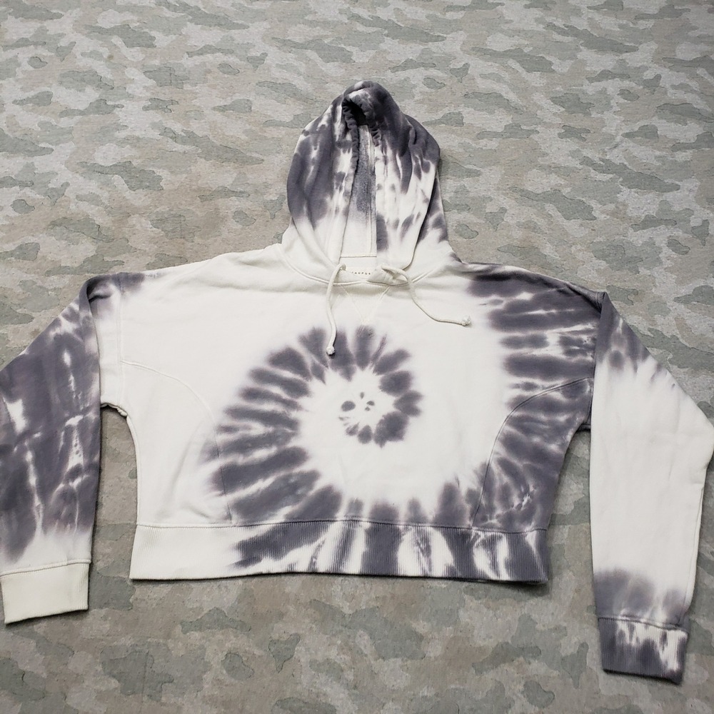 Aeropostale Sweatshirt Womens Large White Tie Dye Cropped Hoodie Pullover